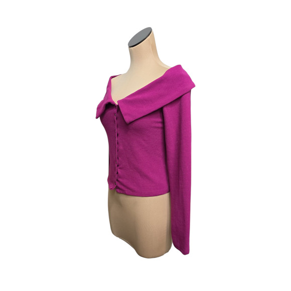 Maeve Anthropologie Sweater Womens Small Off Shoulder Button Ribbed Pullover Top - Picture 7 of 9